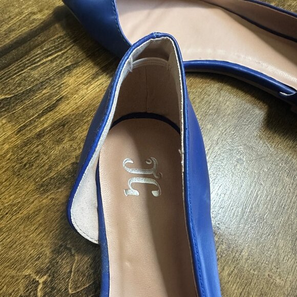 Womens Blue Pointed-Toe DOrsay Flats With Faux Leather Upper 8 - Picture 6 of 11